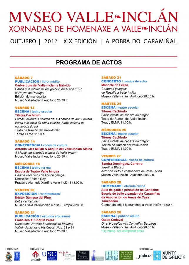 Programación das Xornadas de Homaxe a Valle-Inclán na Pobra do Caramiñal