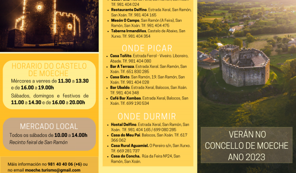 Información sobre horarios do castelo de Moeche, onde comer ou onde durmir no municipio.