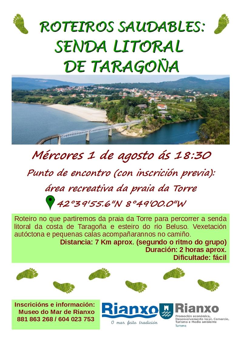 Roteiros saudables rutas sendeirismo Taragoña Rianxo senda litoral