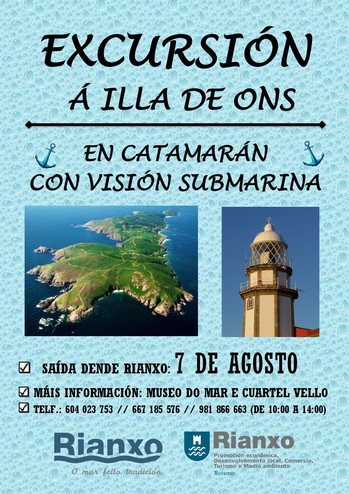 catamarán visión submarina Rianxo illa Ons 7 agosto ría Arousa Pontevedra parque nacional illas atlánticas Galicia