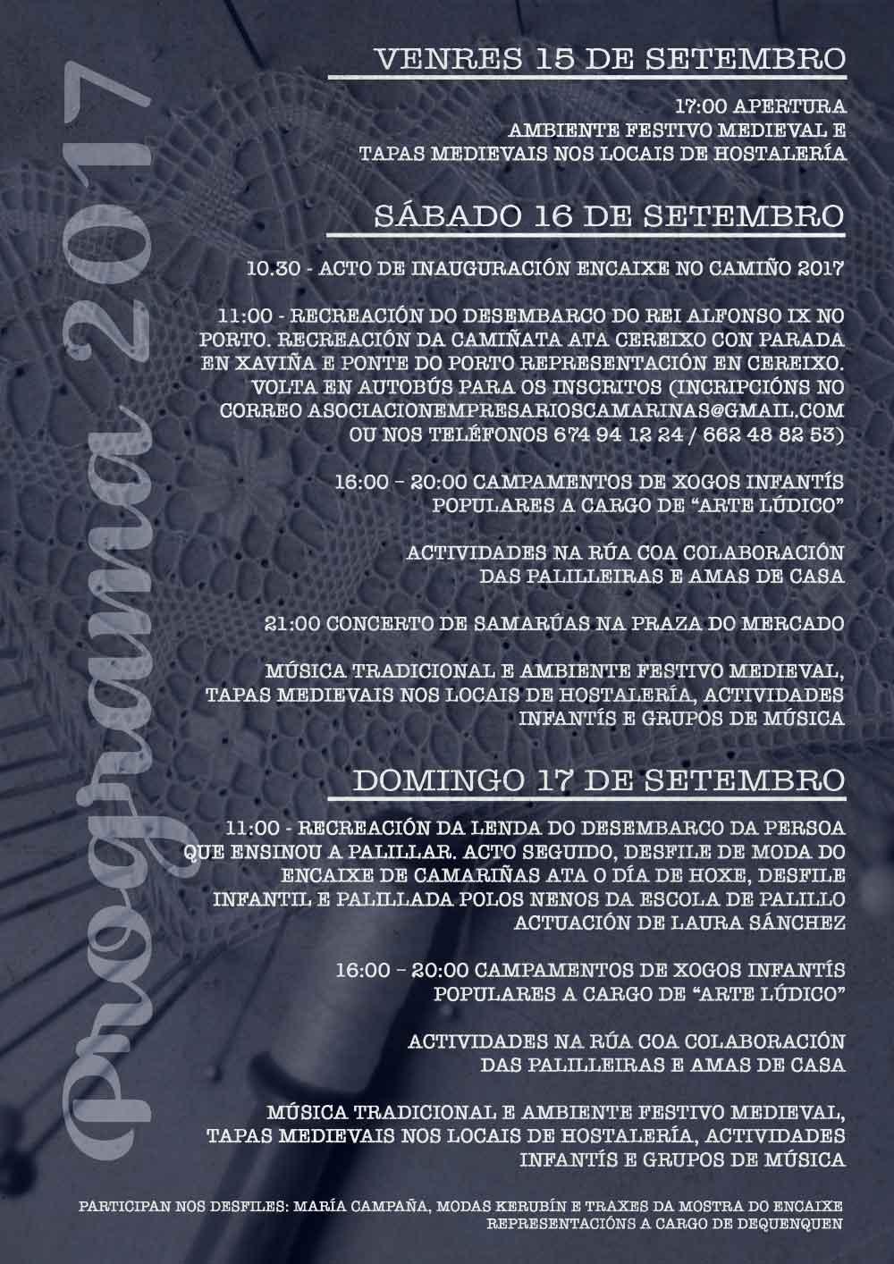 Programa do "Encaixe no Camiño", do 15 ao 17 de setembro.