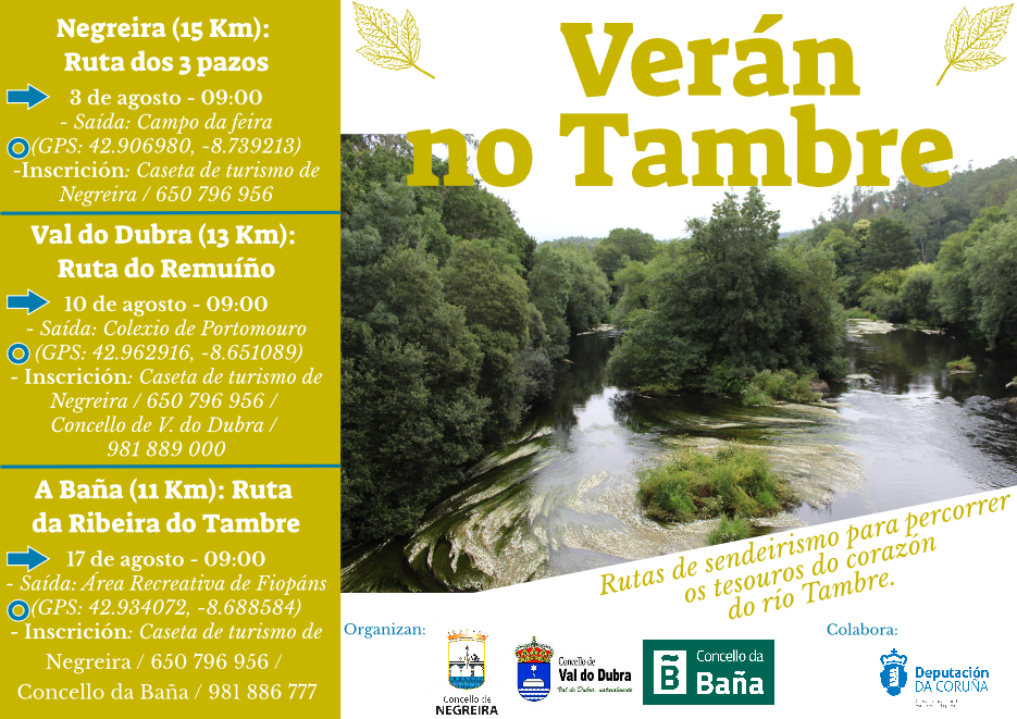 Verán no Tambre rutas sendeirismo senderismo hiking Negreira A Baña Val do Dubra Ponte Maceira pazos