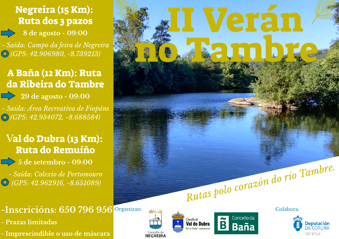 rutas, sendeirismo, senderismo, río Tambre, Negreira, A Baña, Val do Dubra, 