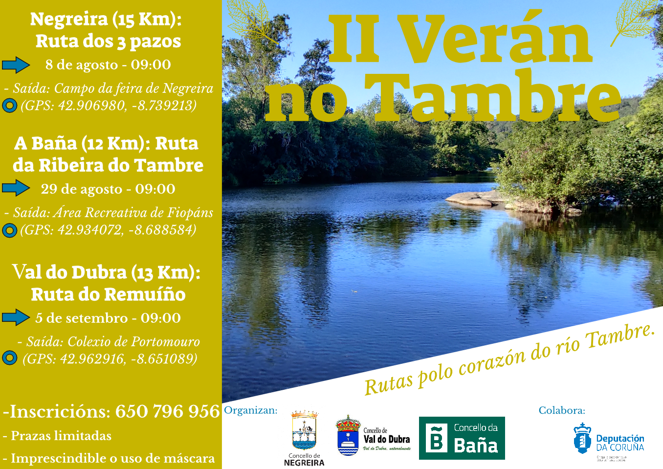 rutas, sendeirismo, senderismo, río Tambre, Negreira, A Baña, Val do Dubra,